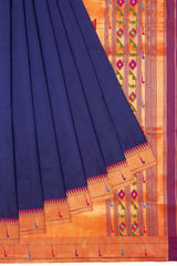 Navy Blue Pure Silk Handwoven Paithani Saree