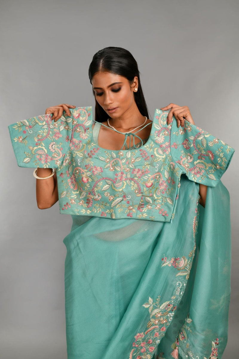 saree with stitched blouse 23