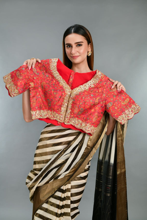 saree with stitched blouse 28