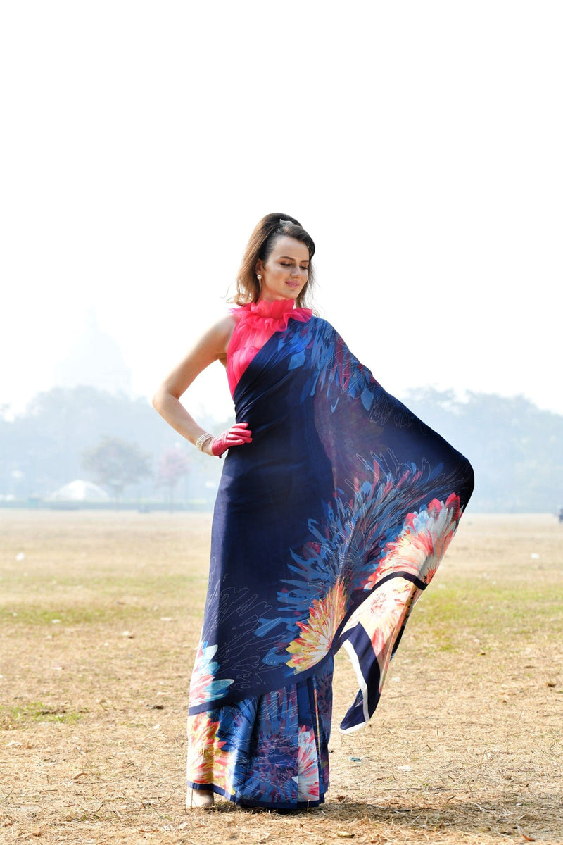 Pure Satin Silk Modern Digitally Printed saree