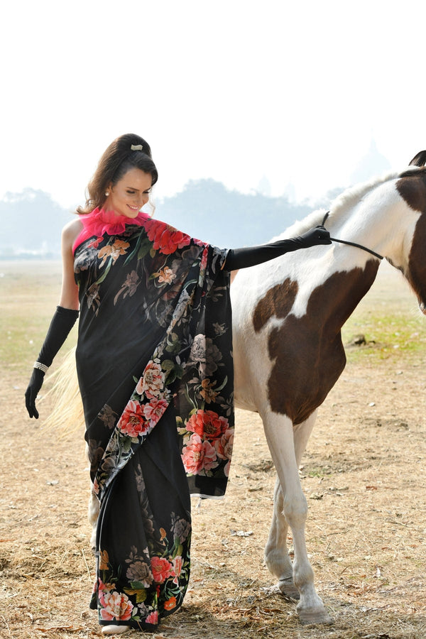 Pure Satin Silk Modern Digitally Printed saree